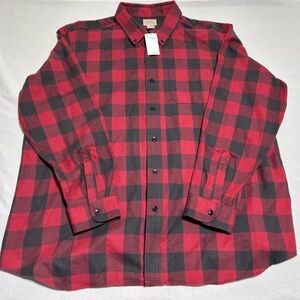 Men’s LL Bean Scotch Plaid Flannel Shirt Traditional Fit XXL NWT Red